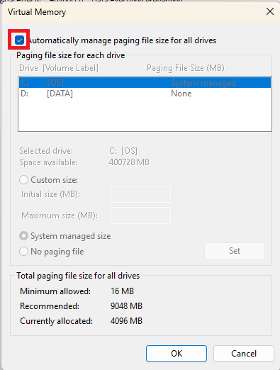 Screenshot-2025-07-10-154930 [Microsoft] Come Modificare la Memoria Virtuale in Windows per Risolvere Errori di Aggiornamento (0x800705aa)