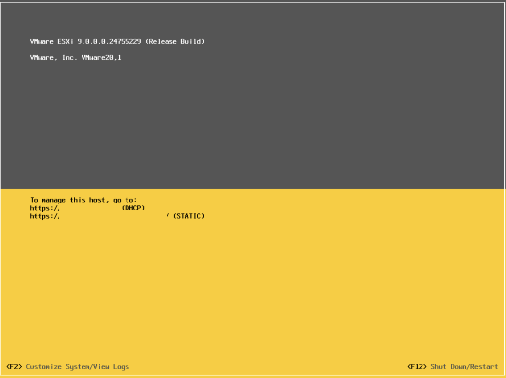 1-1 [VMware] Configurazione di VMware ESXi 9 dopo l’installazione