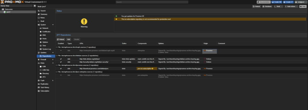 Screenshot-2026-02-10-102108-1024x368 [Proxmox] Proxmox VE 9 post-installazione: configurazione iniziale e aggiornamento del nodo